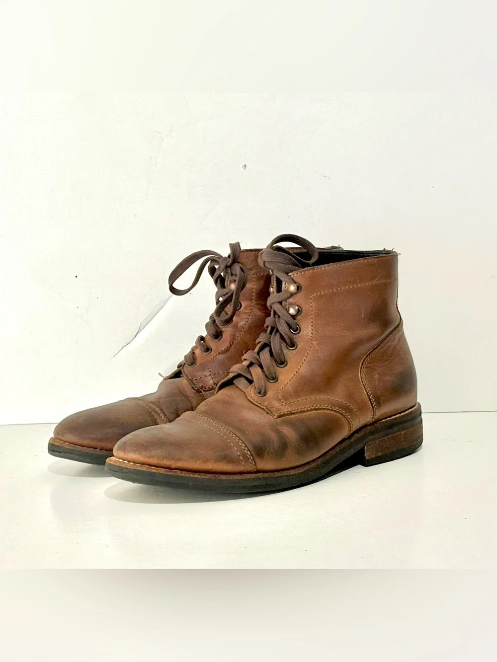 Thursday Everyday Mens Brown Leather Cap Toe Boots Size US 8